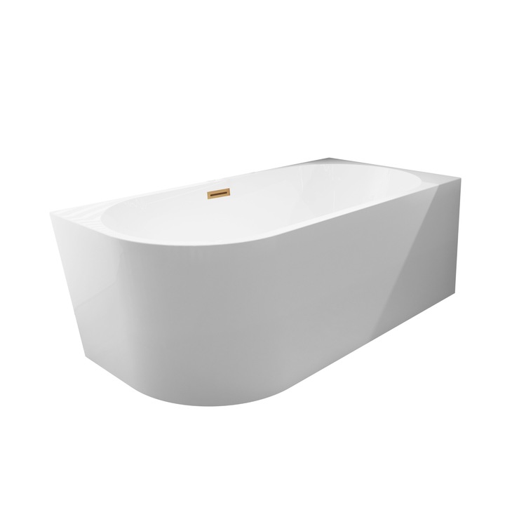 Cada freestanding Balneo AVOLA COPPER, 160x80cm, design modern, accesorii cu finisaj cupru, usor de curatat