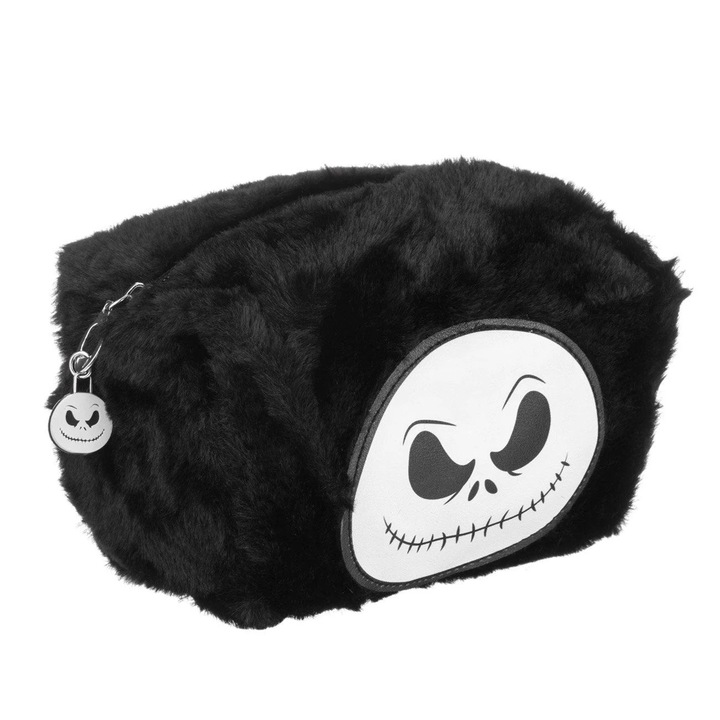 Portfard Negru cu Craniu Alb de Halloween 17x10x10cm