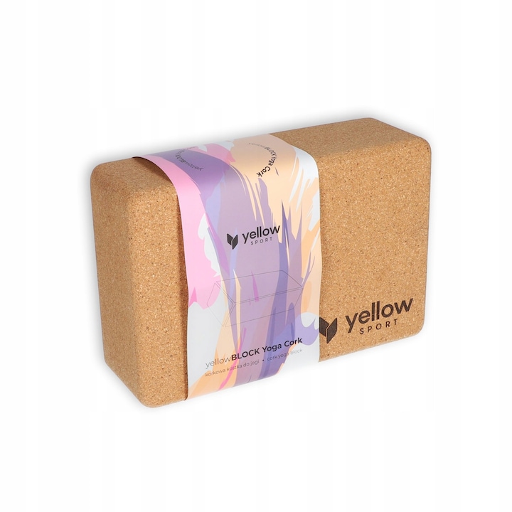 Cub de yoga YellowSport, piatra din pluta, bej, 7,6x15,2x22,8cm