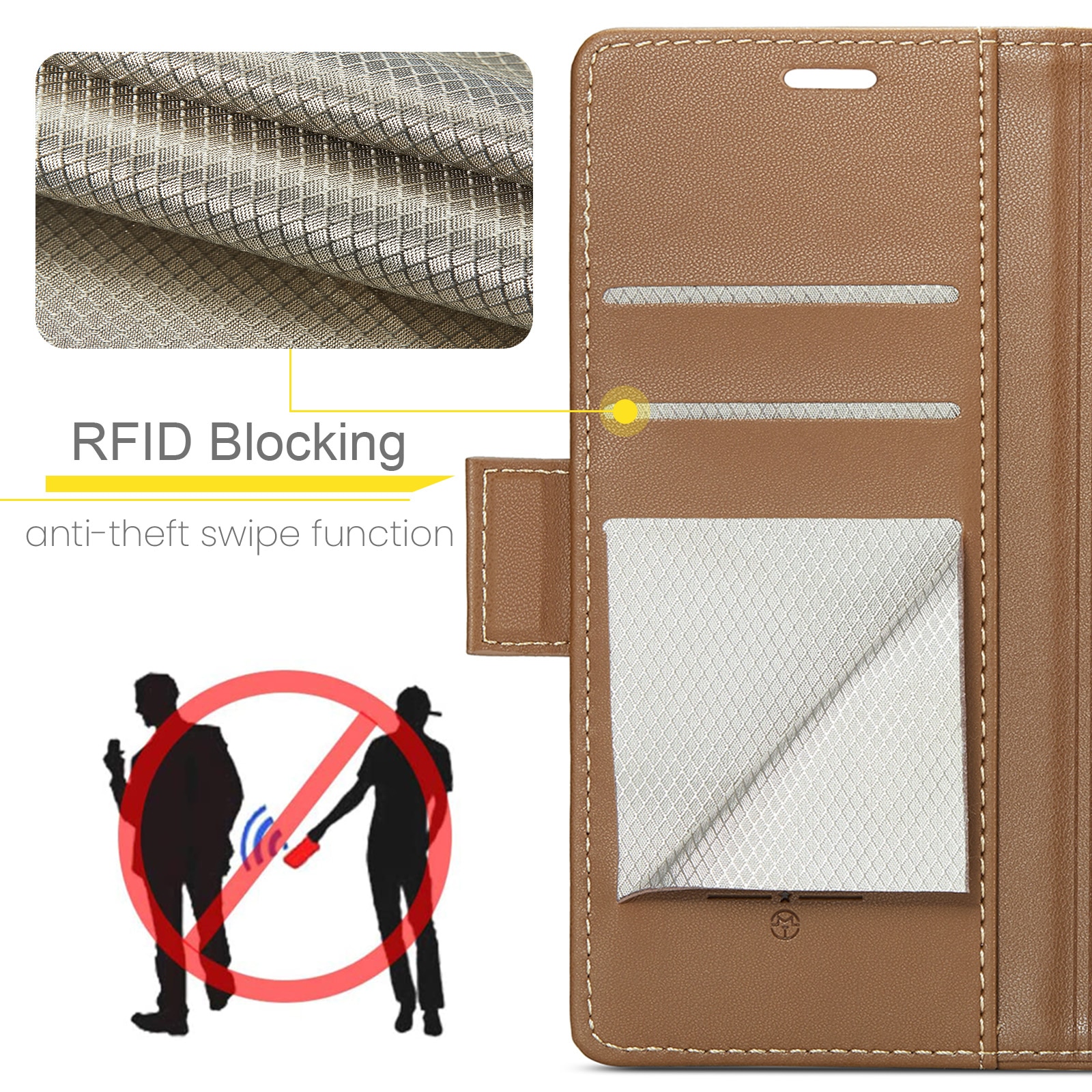 Husa pentru Samsung Galaxy S25 Ultra, CaseMe, slim, piele, tip portofel, stand, inchidere sigura magnetica, textura moale si aderenta in mana, protectie RFID, Maro