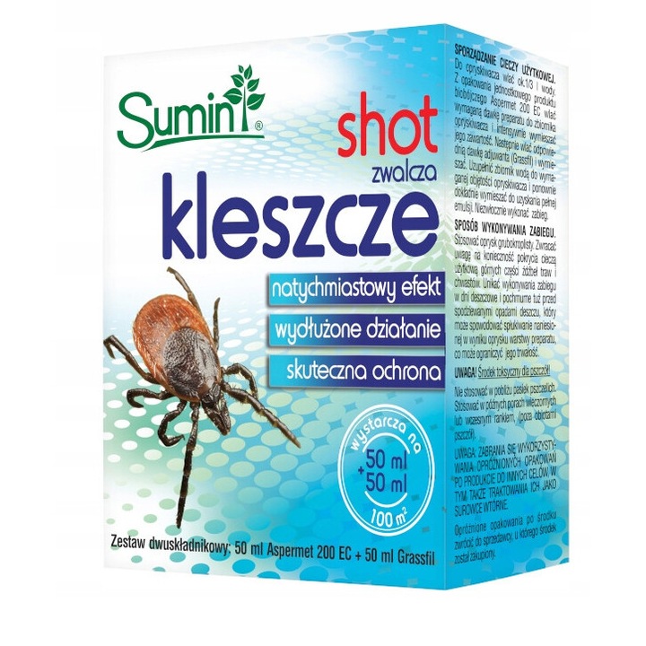 Insecticid Sumin Kleszcz Shot 50 ml, pentru combaterea tantarilor si capuselor, concentrat, 100 m2
