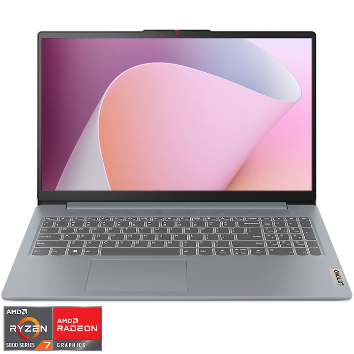 Lenovo IdeaPad Slim 3 15ABR8 laptop AMD Ryzen™ 7 5825U processzorral (akár 4,5 GHz-ig), 15,6" Full HD kijelzővel, 16 GB DDR4 RAM-mal, 1 TB SSD-vel, AMD Radeon™ grafikus kártyával, operációs rendszer nélkül, Arctic Gray