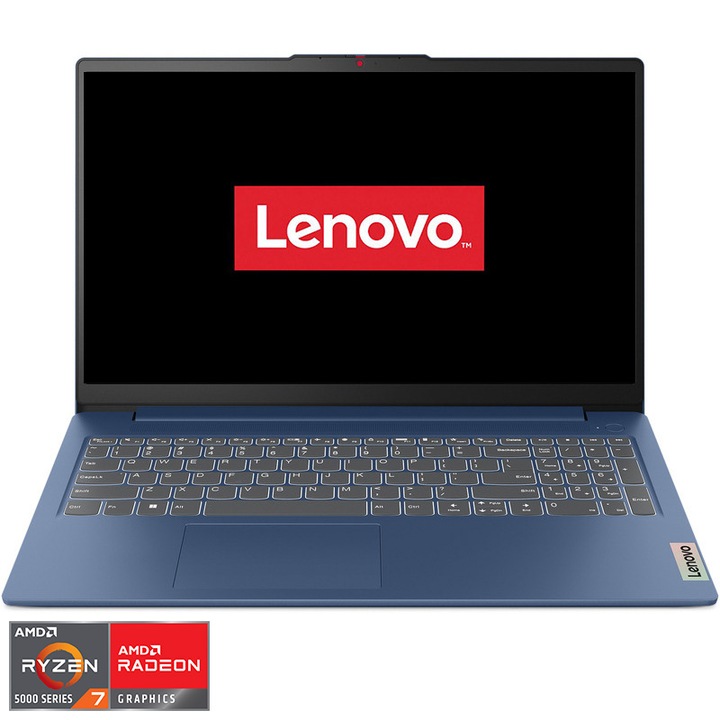 Lenovo IdeaPad Slim 3 15ABR8 laptop AMD Ryzen™ 7 5825U processzorral (akár 4,5 GHz-ig), 15,6" Full HD kijelzővel, 16 GB DDR4 RAM-mal, 512 GB SSD-vel, AMD Radeon™ grafikus kártyával, operációs rendszer nélkül, Abyss Blue színben