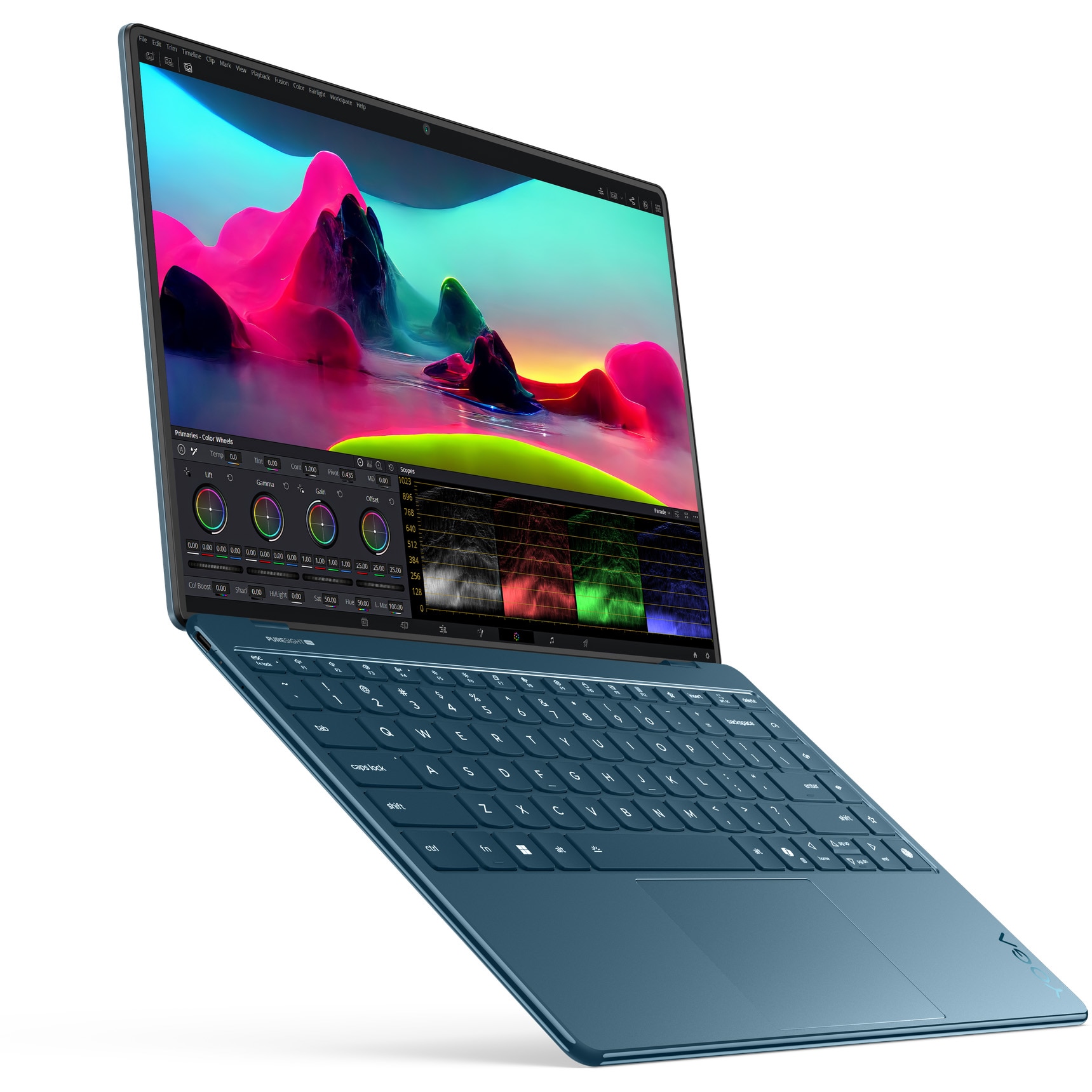 Laptop Lenovo Yoga Slim 9 14ILL10 cu procesor Intel® Core™ Ultra 7 258V pana la 4.8GHz, 14" 4K WQUXGA, OLED, 120Hz, Touch, 32GB LPDDR5x, 1TB SSD, Intel® Arc™ Graphics, Windows® 11 Home, Tidal Teal, 3y on-site Premium Care