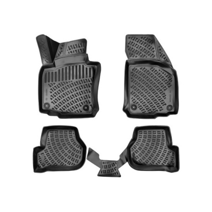 Set covorașe auto cauciuc Umbrella pentru Skoda Octavia II 2004-2013, impermeabile, rezistente, negre, sistem anti-alunecare