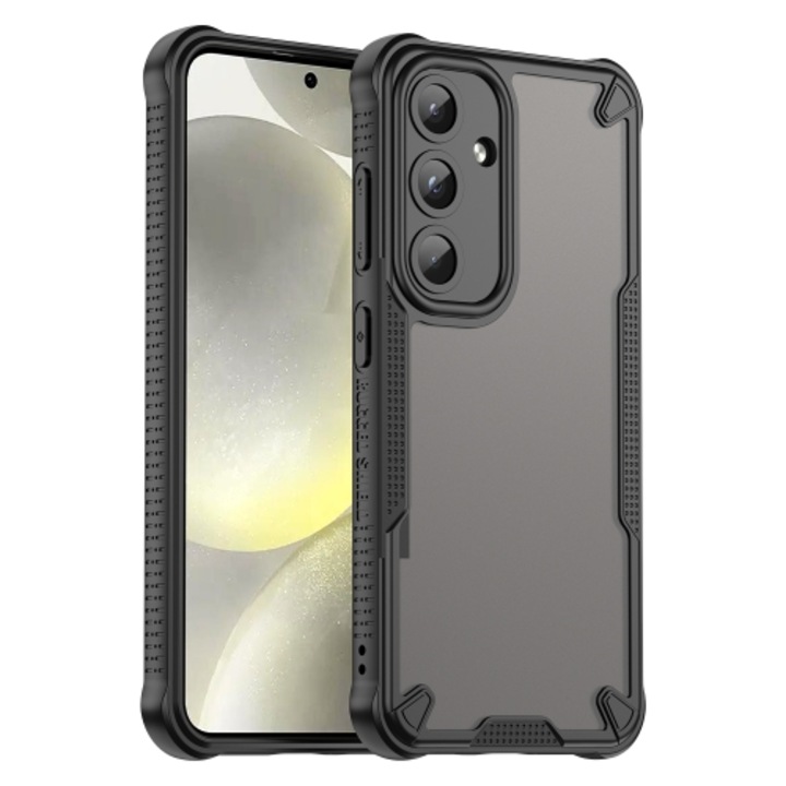 Husa pentru Samsung Galaxy S25, Defender Matt, Protectie Camere, AntiShock, Neagra