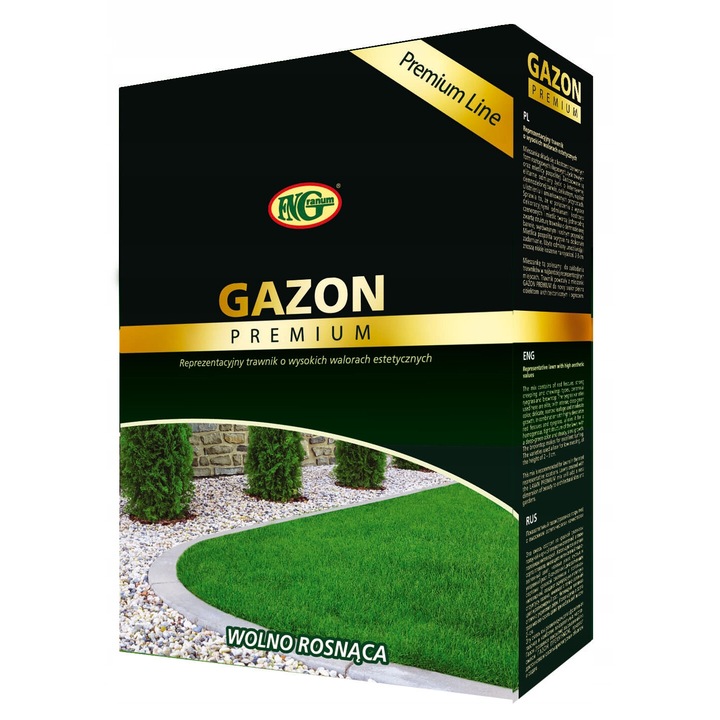 Amestec de seminte de gazon Premium 1kg, Granum, pentru peluze reprezentative, verde inchis, 40m2