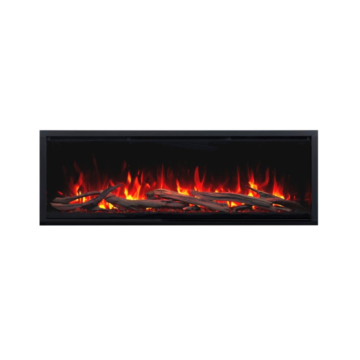 Beépített elektromos kandalló Aflamo ROYAL-ULTRA 140x48x22 cm, fahasábok+kristályok, beépített hang, okosalkalmazás + távirányító