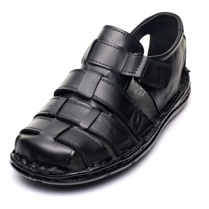 Мъжки кожени сандали 670004, Черен