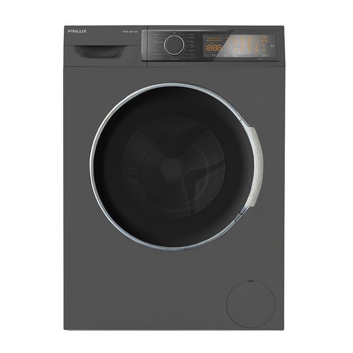 Finlux FXT8 125T DG Mosógép, Automatikus mosószer-adagolás, Hőmérséklet-választás, 1200 fordulat/perc, 8 kg, 15 program, B osztály, Ezüst
