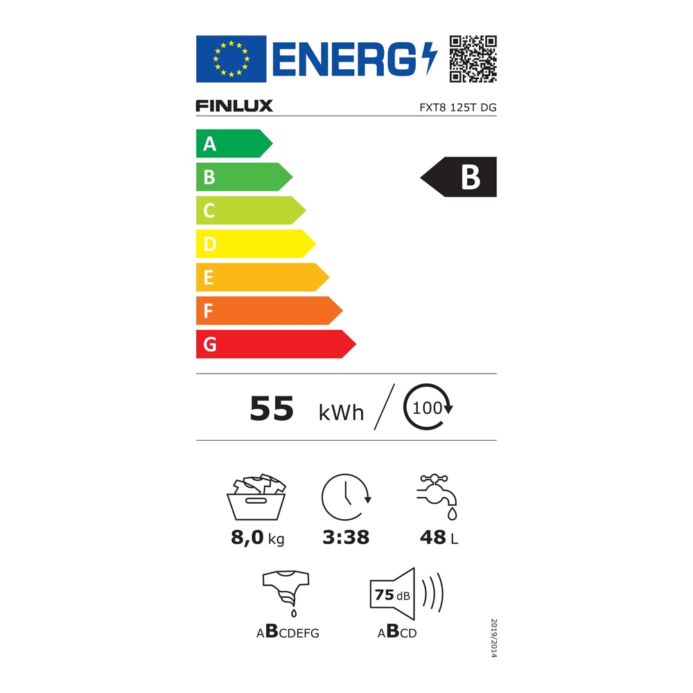 Masina de spalat rufe Finlux FXT8 125T DG, Dozare automata detergent, Selectare temperatura, 1200 rpm, 8 Kg, 15 programe, clasa B, argintie