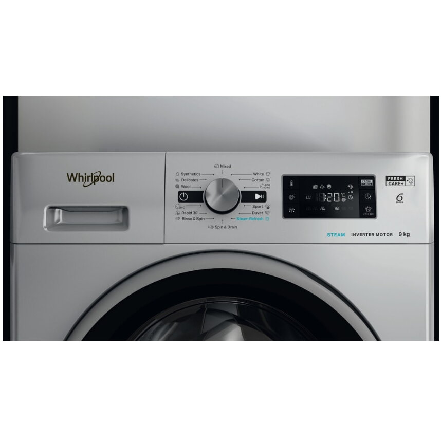 Masina de spalat rufe Whirlpool FFD 9469 SBSV EU, 6th Sense, FreshCare+, Steam Refresh, 9 kg, 1400 rpm, Clasa A, Argintie