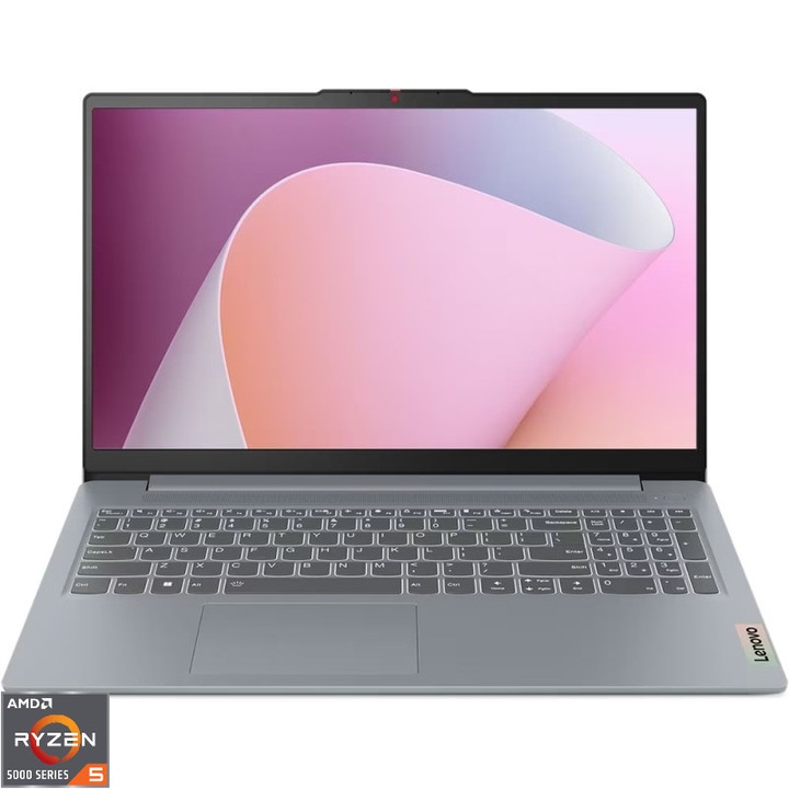Laptop LENOVO IdeaPad Slim 3 15ABR8, AMD Ryzen 5 5625U pana la 4.3GHz, 6 nuclee, 15.6" Full HD, 8GB, 512GB, AMD Radeon Graphics, no OS, Arctic Grey