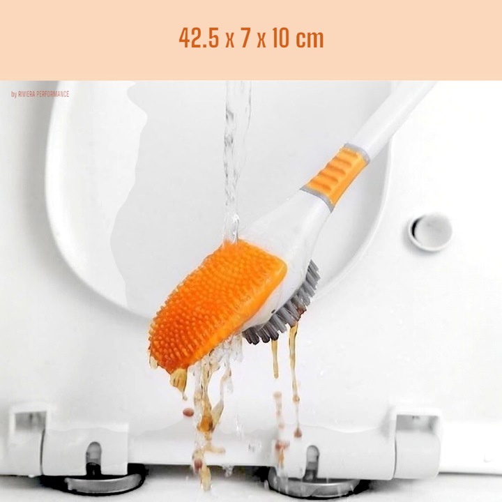 Четка за почистване на тоалетна и баня, оранжево патенце, дължина 42,5 см, уникален дизайн, ярки цветове, първокласно покритие, не поврежда керамичната повърхност