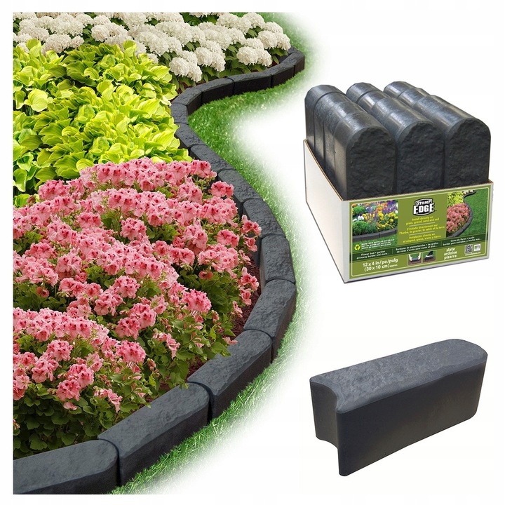 Set Borduri De Gradina, e-floor, Grafit, Lungime 360 cm, Material Reciclat, Rezistent La Inghet, Rezistent La Uv, Montaj Usor, De Lunga Durata, Manopera De Inalta Calitate, Design Modern, 12 buc