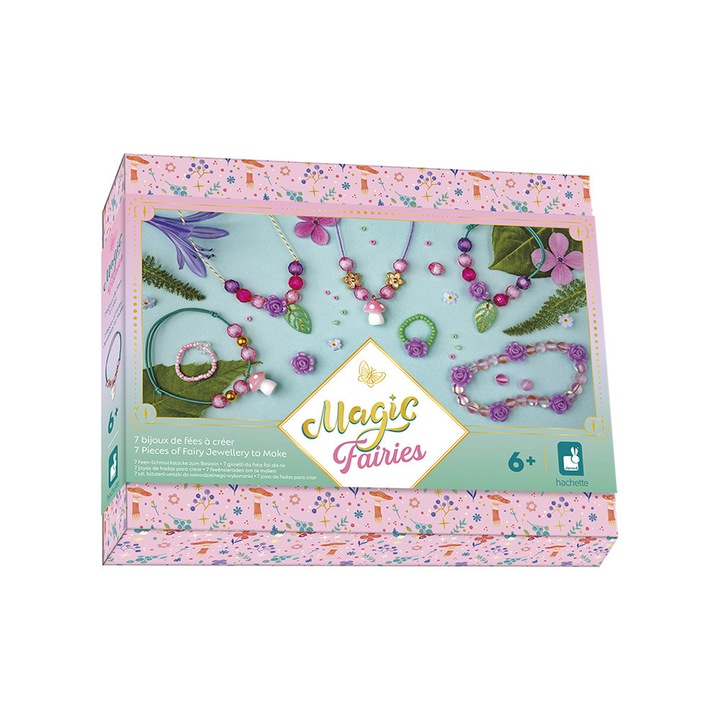 Set pentru creatie, Janod, Magic Fairies, 7 bijuterii, 6 ani+