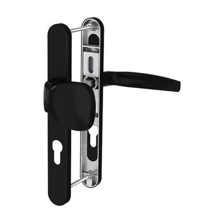 Maner usa termopan, Jowisz, exterior, 85 x 32 mm, buton fix, cu arc, material aluminiu, culoare Negru RAL9005