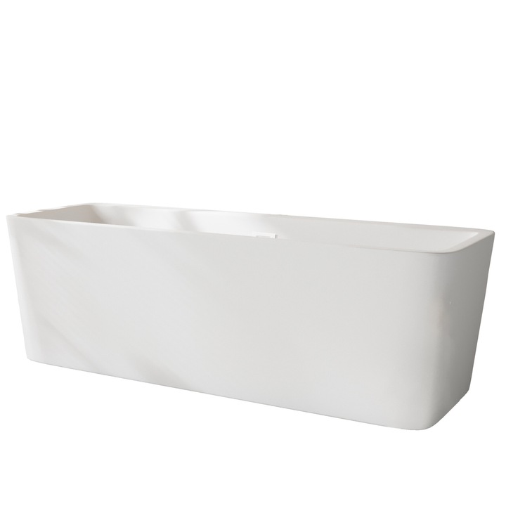 Cada freestanding Balneo ROMA WHITE, 170x80cm, acrilica, accesorii albe, design modern