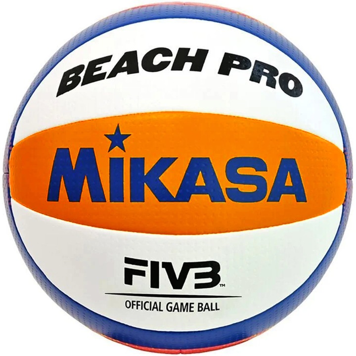 Minge volei de plaja Mikasa BV550C, alb-portocaliu-albastru, marimea 5, greutate 260-280g, certificat FIVB