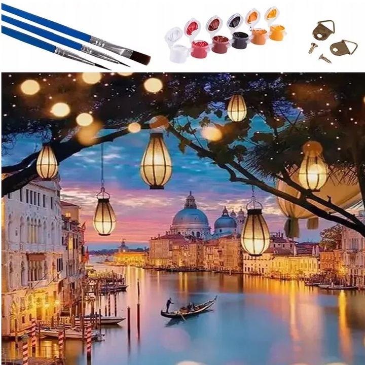 Számok szerinti festmény, vászonra nyomtatva, 50x40 cm, a színek benne vannak