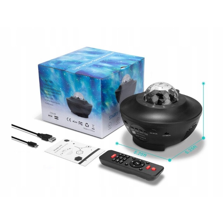 Proiector LED cu difuzor, StarLight, 10 moduri de iluminare, Bluetooth, multicolor