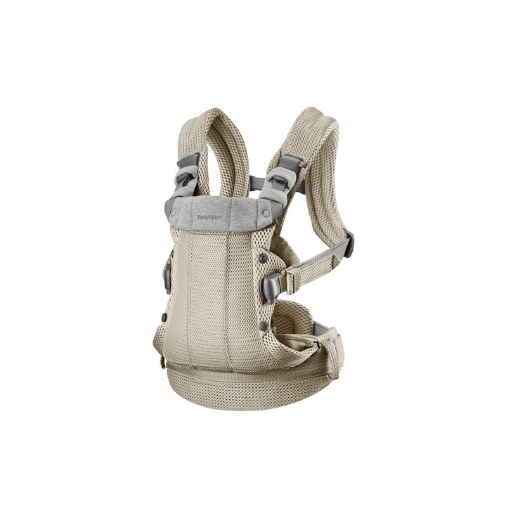 Marsupiu BabyBjorn Harmony, 3D Mesh, gri, pentru copii de la nastere la 3 ani, 3,2-15 kg