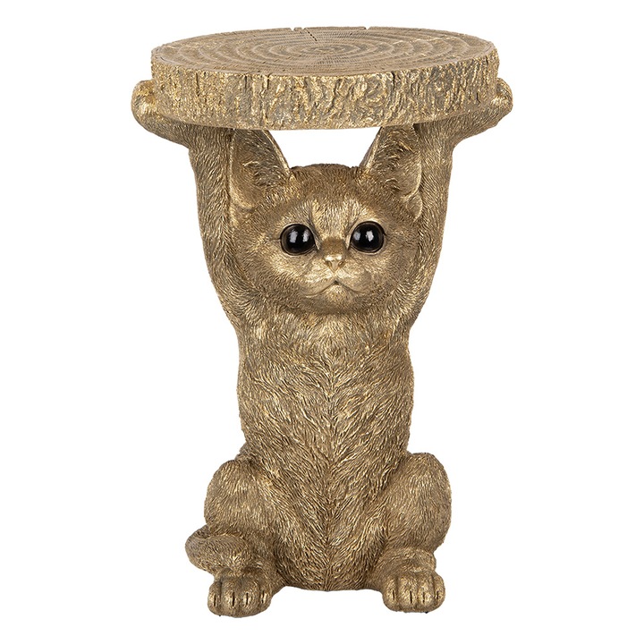Маса Little Kitty, златист полирезин 25x23x36 см