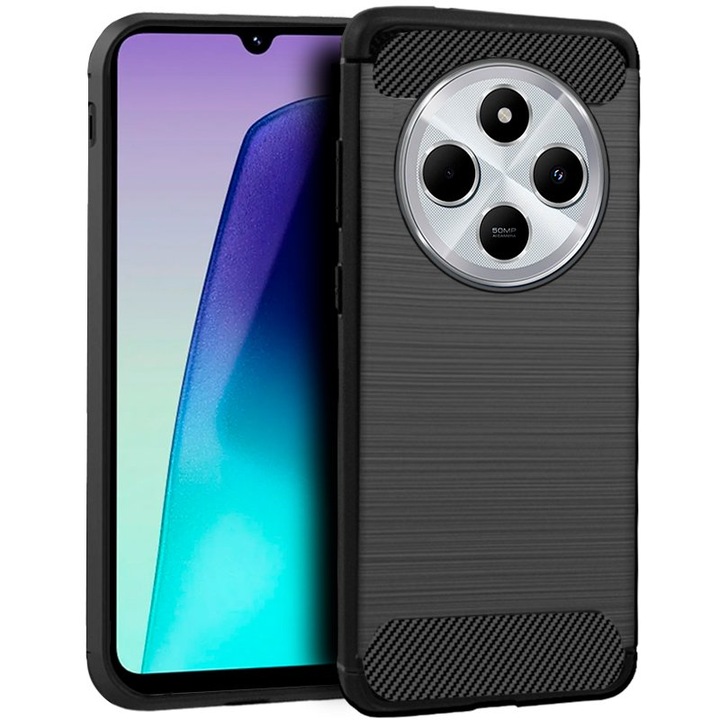 Xiaomi Redmi 14C / Redmi A4 / Poco C75 kompatibilis szilikon hátlaptok, karbon mintás, fekete, Simple Carbon