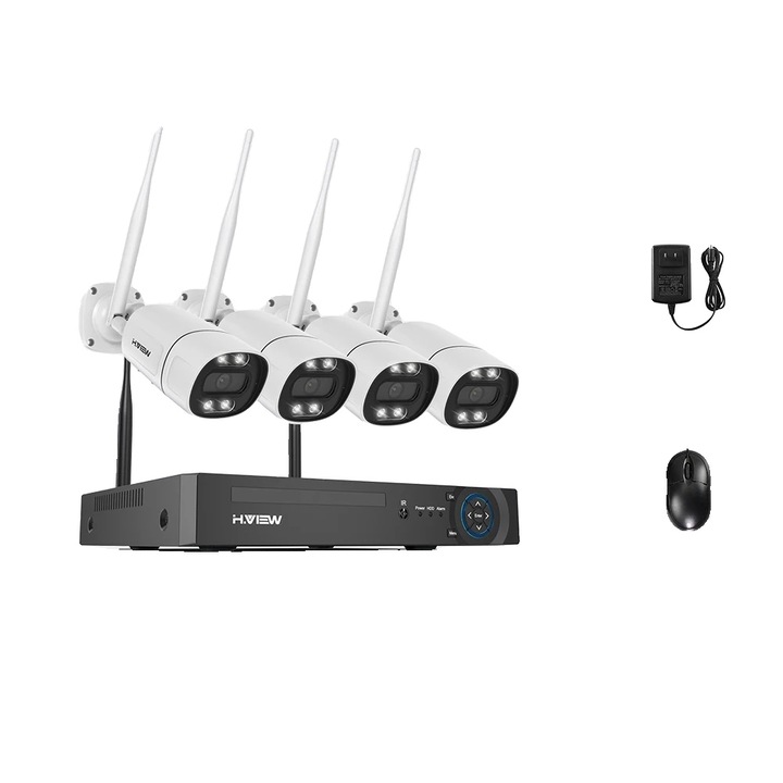 Vezeték nélküli biztonsági kamerarendszer, 5MP felbontás, kétirányú hang, IP66 vízállóság, 4 darabos 5MP kamera