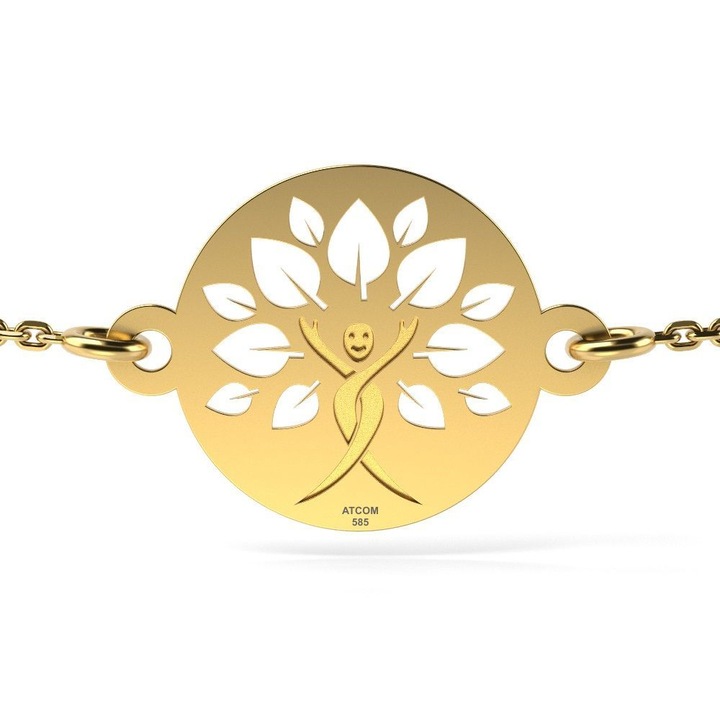 Bratara cu lantisor din aur galben model Copacul vietii cu chip
