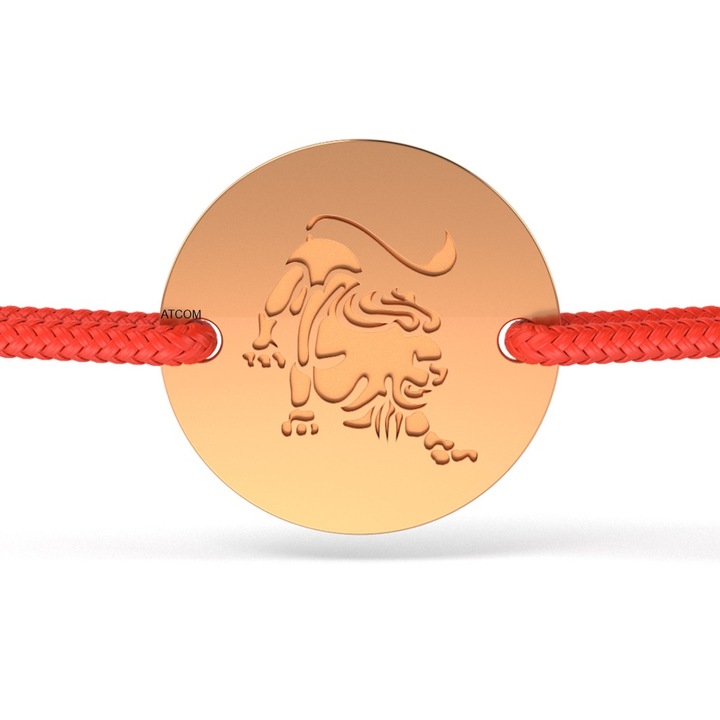 Гривна от розово злато с червена корда модел Лео