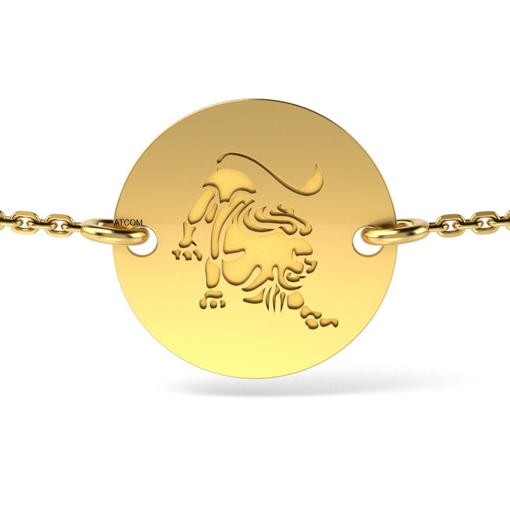 Bratara cu lantisor din aur galben model Leu