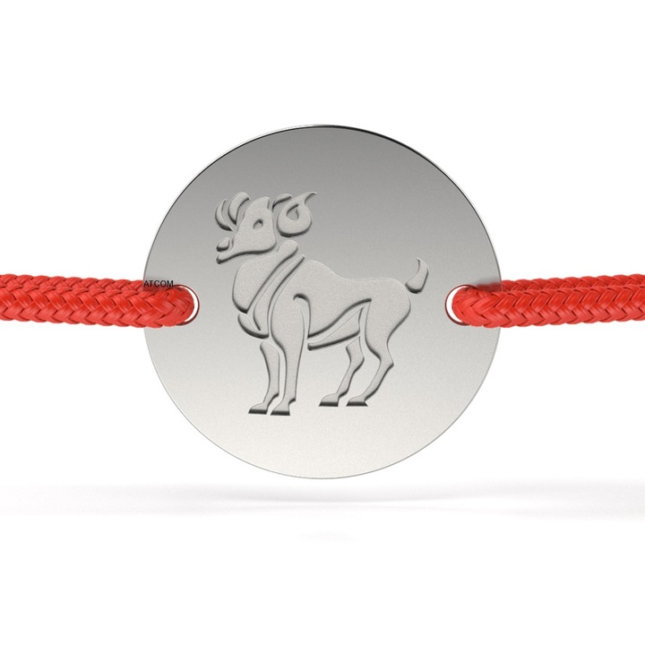 Kos modell fehérarany karkötő piros zsinórral