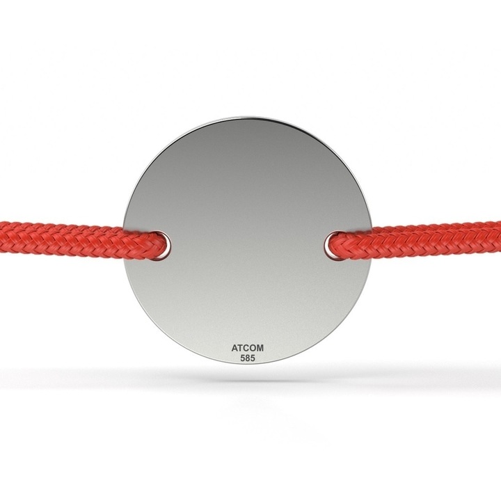 Гривна от бяло злато с червена връв изчистен модел Banut