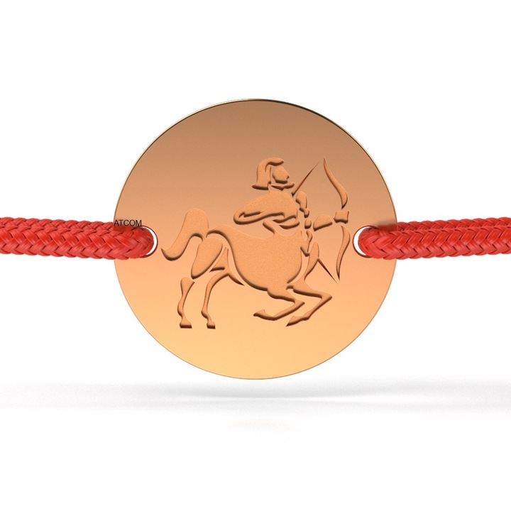 Bratara din aur roz cu snur rosu model Sagetator