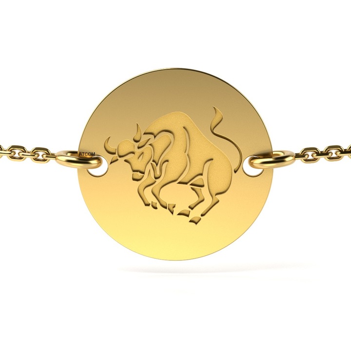 Bratara cu lantisor din aur galben model Taur