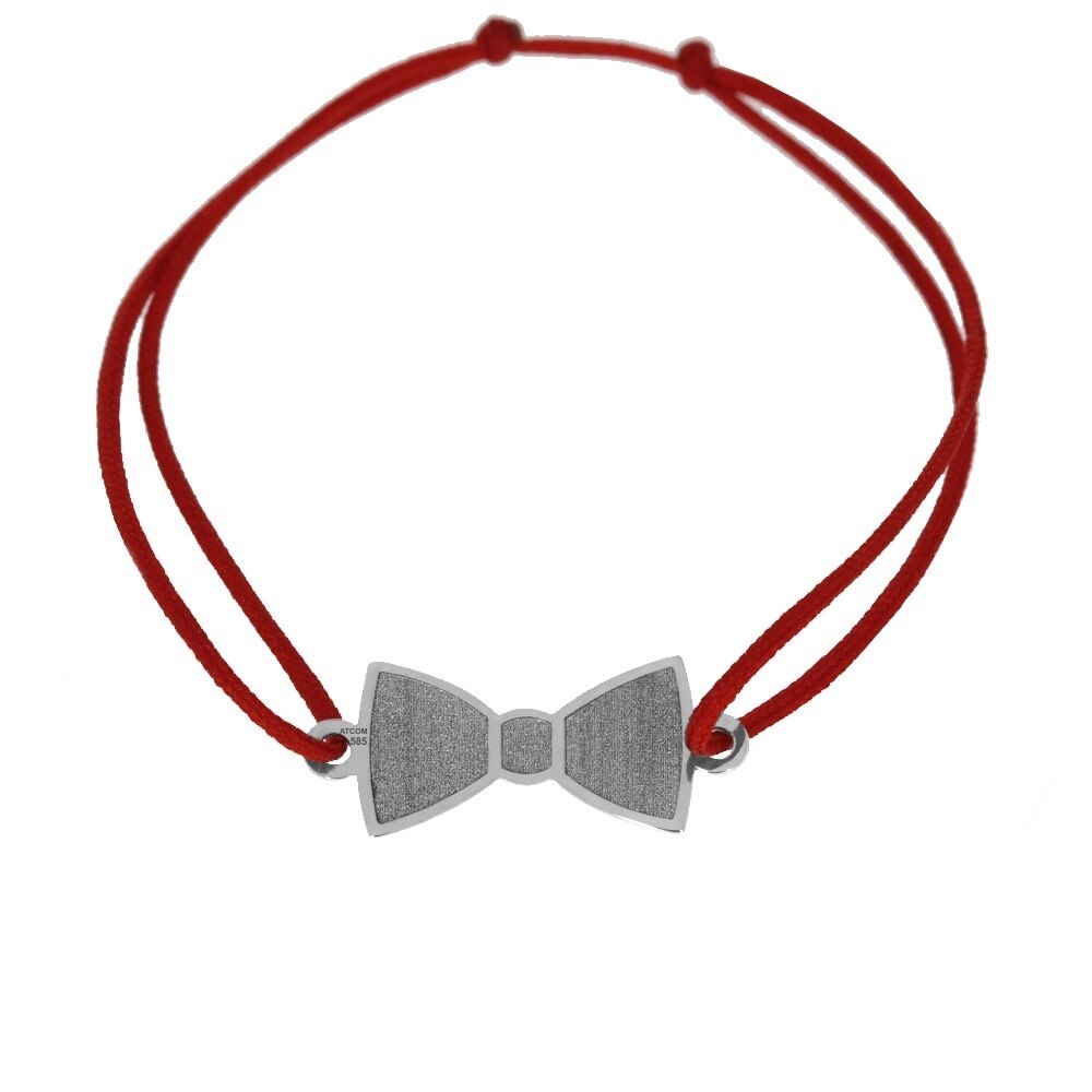Bratara papion aur alb cu snur rosu