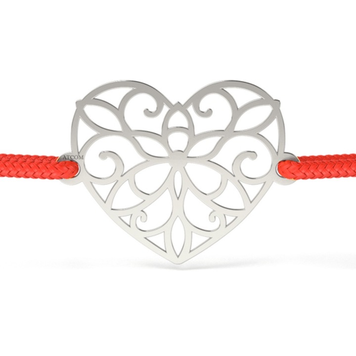 Bratara din aur alb model Inima dantelata