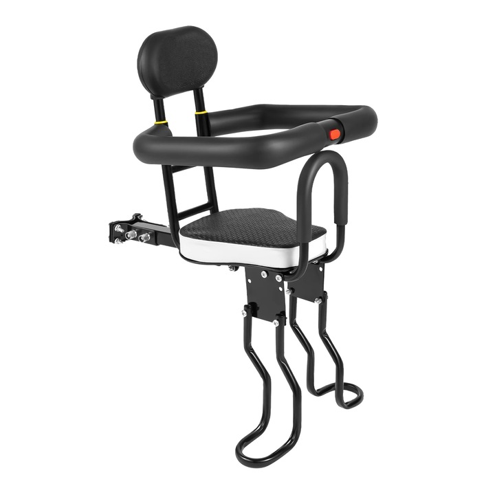 Детска седалка за велосипед, регулируема, здрава конструкция, черна, 22x18.5x4см