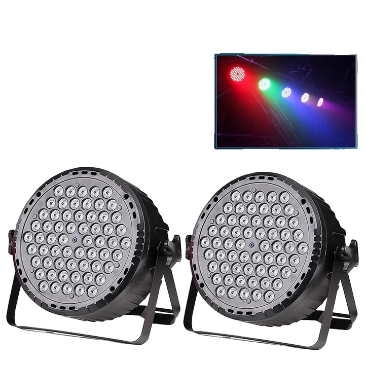 Set 2 Proiectoare LED, 60 LED, RGB, DMX512, priza EU