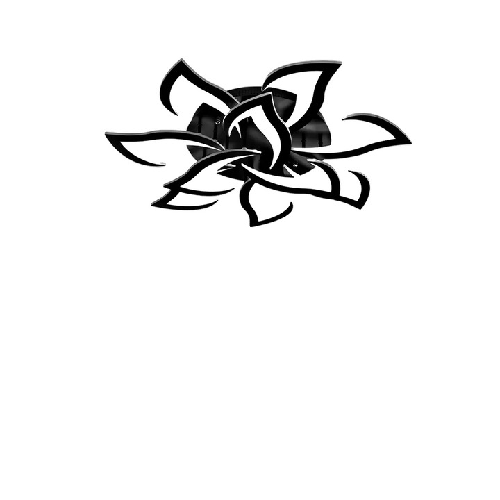 Mennyezeti lámpa, 10 fej, elegáns skandináv dizájn, fekete, 76x12cm, 95W, 7600LM