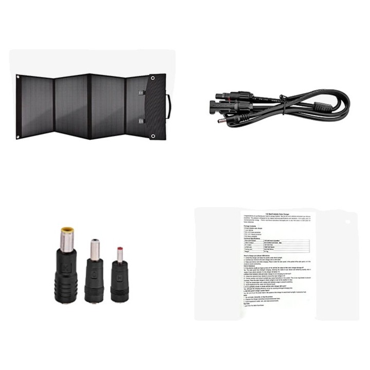 Panou solar portabil, 100W, design pliabil, conectivitate versatila, 18V