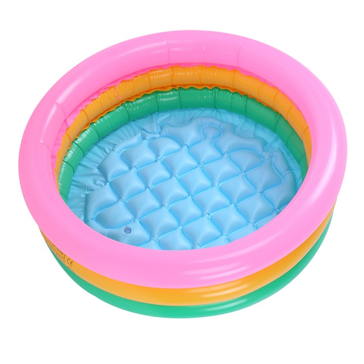 Piscina moale gonflabila pentru copii, 3 inele colorate, dimensiuni variate, multicolor