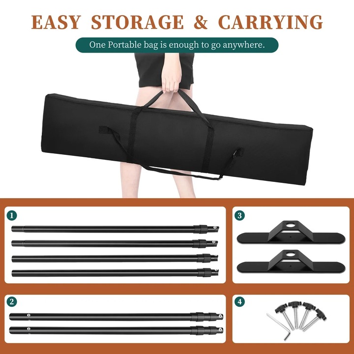 Stativ pentru fundal, suport ajustabil, 2.5x3M, design robust