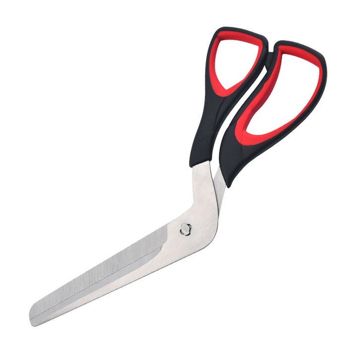 Foarfeca pentru pizza, taietor de pizza, din otel inoxidabil, maner ergonomic antiderapant, multifunctional, negru/rosu, 27 cm, 1 buc