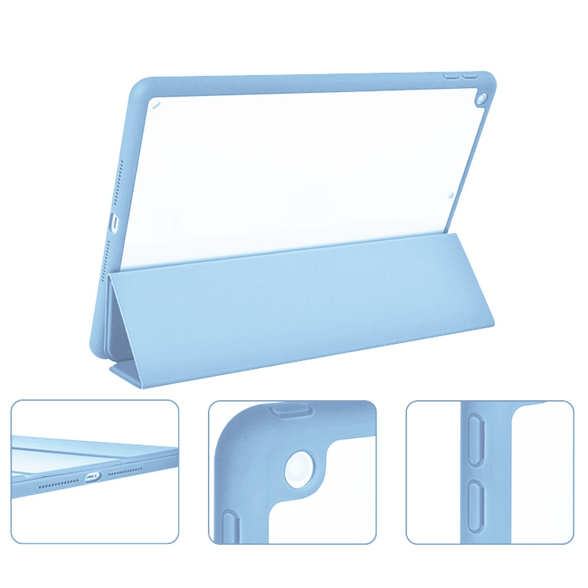 Husa iPad 10.2 Inch, AMRINUGL, cu suport pentru creion, auto sleep/wake, culoare neagra, dimensiuni 10.2x7.5x0.5 inch