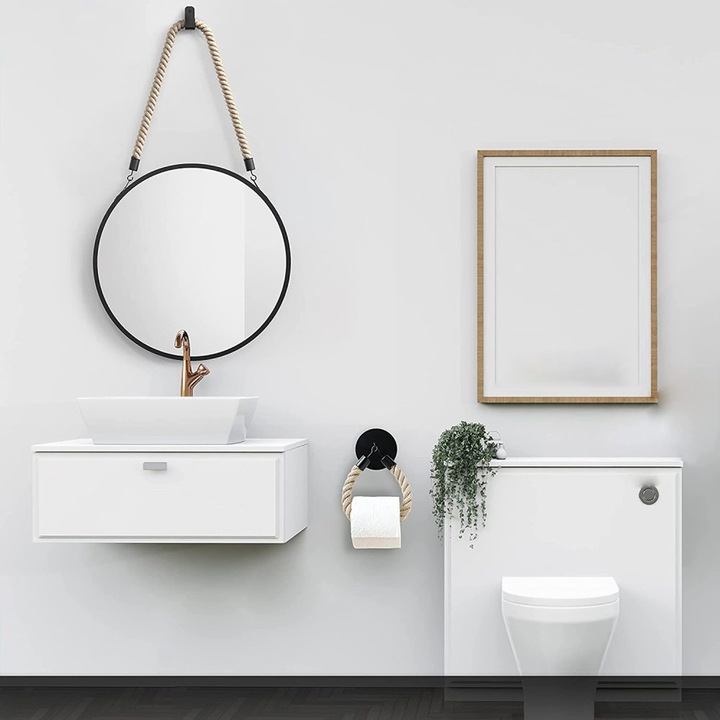 Suport hartie igienica AMRINUGL, vintage, compact, montat pe perete, maro/negru