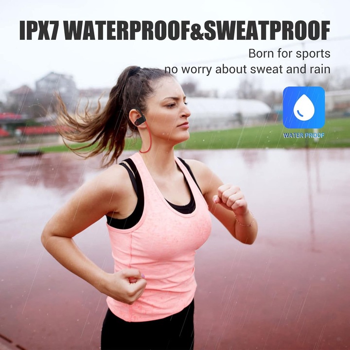 Vezeték nélküli sport fülhallgató, IPX7, 10 óra üzemidő, fekete
