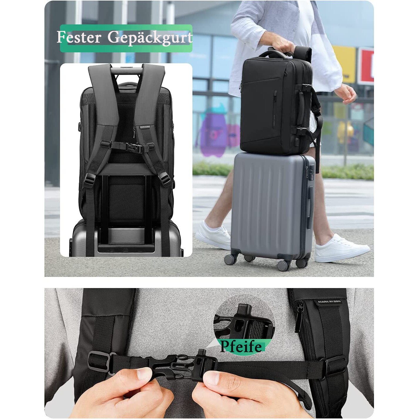 Rucsac laptop 15.6 inch, Enforose, cu port USB, expandabil, bumbac, abanos