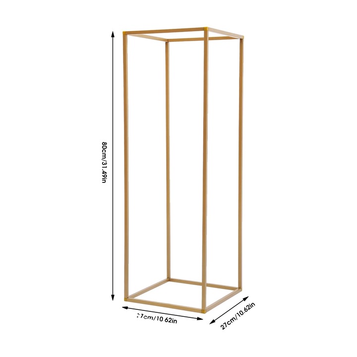 Suport flori, M, aurie, dimensiuni 27x27x80cm, set 10 bucati